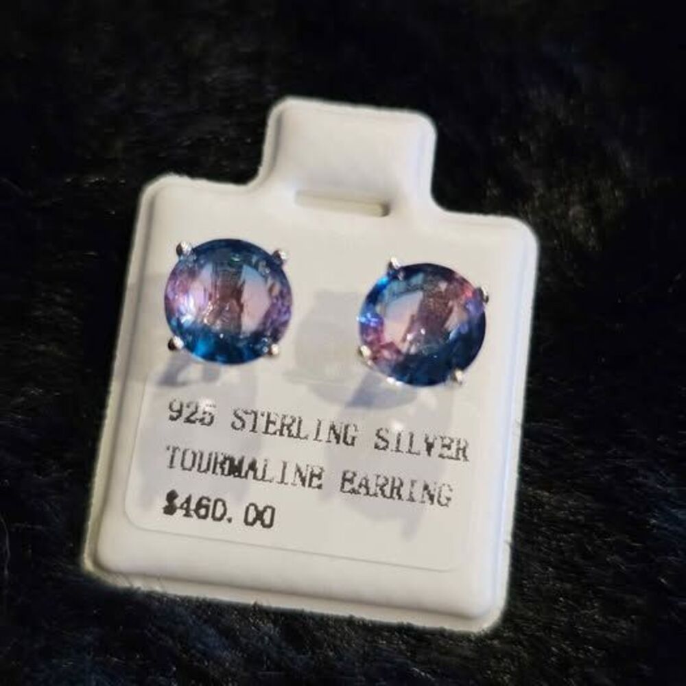7MM Tourmaline colored CZ earrings in .925 sterling silver